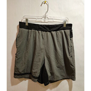 Rabbit California Athletic Running Lined Shorts Zip Pocket Gray/Black Mens Large